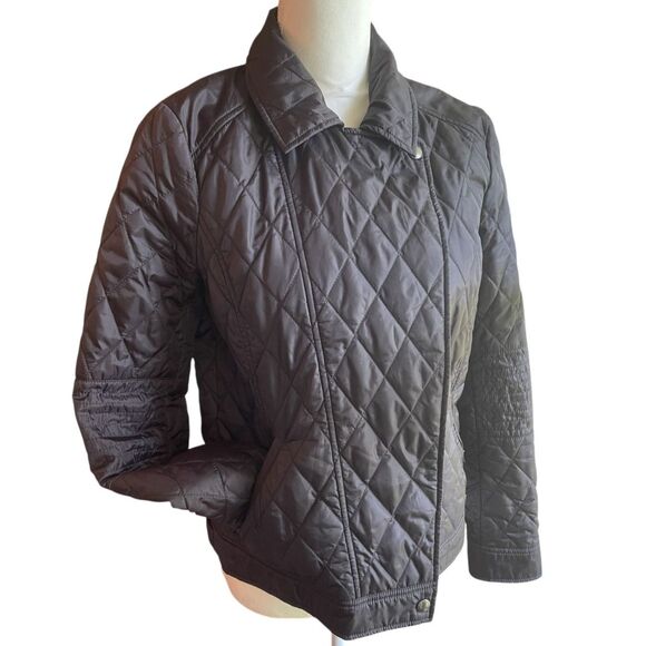 Banana Republic Womens Black Quilted Puffer Jacket SMALL Classic Utility Casual - Picture 2 of 14